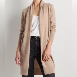 Quince Mongolian 100% Cashmere Duster Cardigan Sweater Size Large NWT Oatmeal